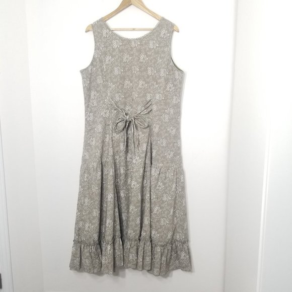 Marie Claire Coquette Green Cotton Blend White Embroidered Flowers Ruffle Dress - Picture 7 of 13